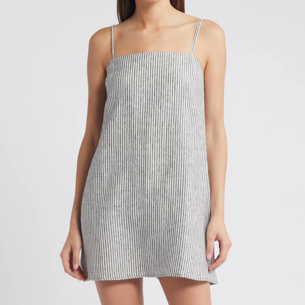 Reformation Aubree Stripe Linen Dress Size S